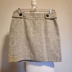 Y2k Cream Natural Tweed Wool Blend Mini skirt 6 EUC
